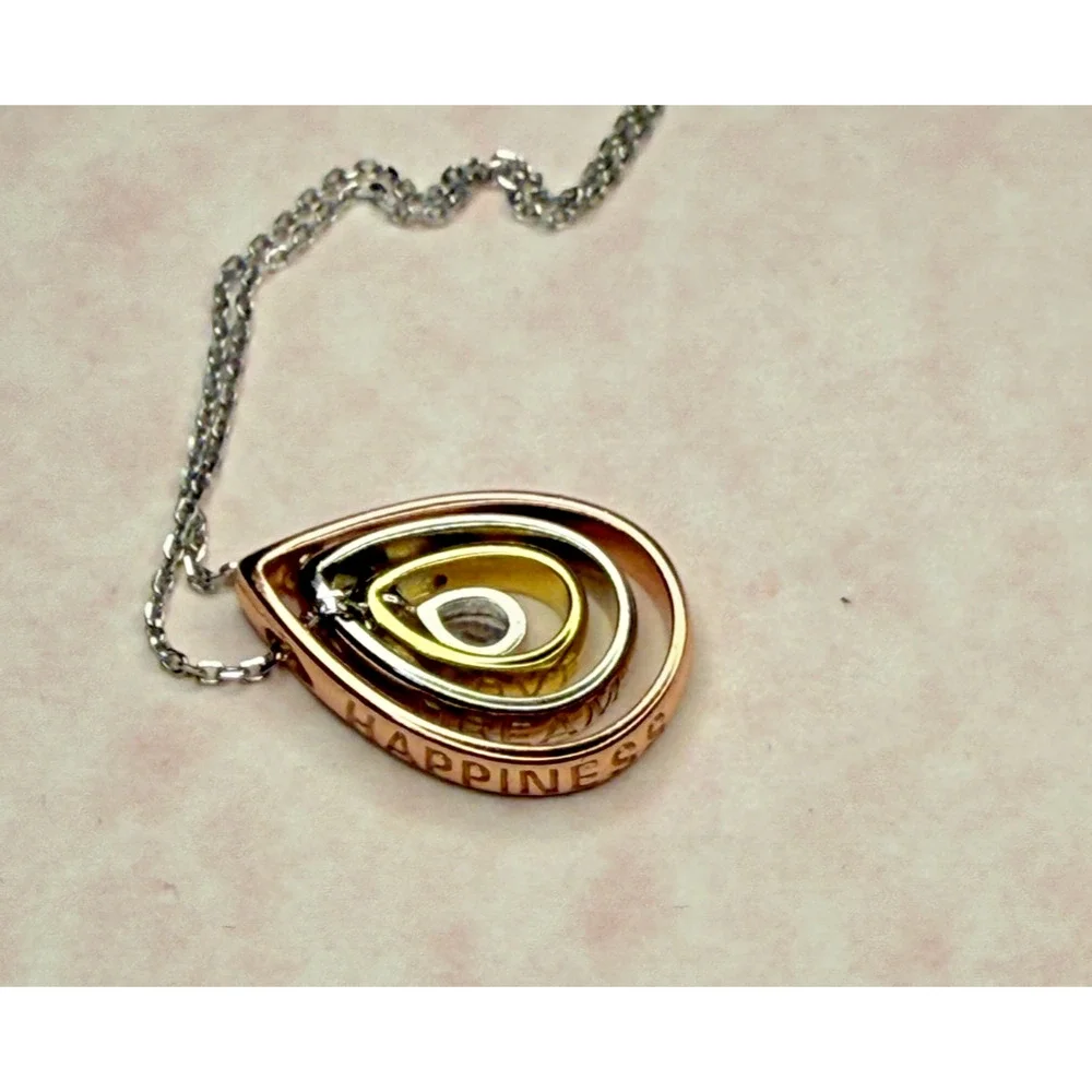 J. Rosee 925 Gold Over Sterling Teardrop Necklace Dream Love Happiness 16 in